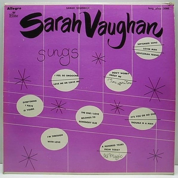 レコードメイン画像：珍盤 ALLEGRO Orig. SARAH VAUGHAN Sings / FLAT MONO 両溝