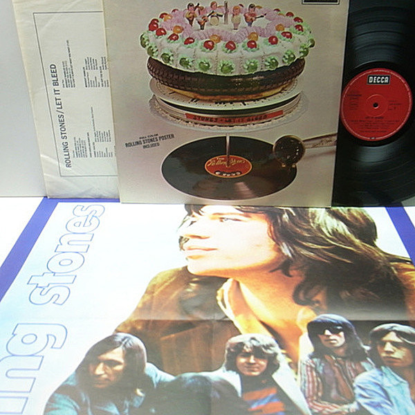 レコードメイン画像：ドイツ独自の青枠ポスター付き 美品!! GERMANY 独 オリジナル ROLLING STONES Let It Bleed ('69 London) コーティング仕様