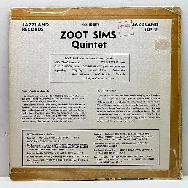 ZOOT SIMS / The Zoot Sims Quintet (LP) / Jazzland | WAXPEND