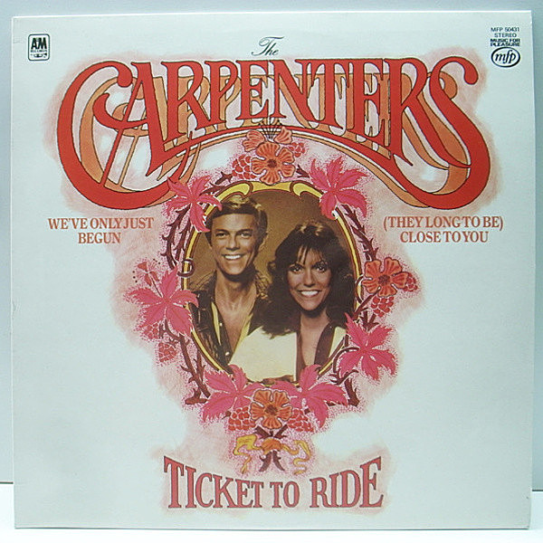 レコードメイン画像：ほぼ美品!! 2曲差し替え UKオンリー仕様 CARPENTERS Ticket To Ride ('70 Music For Pleasure MFP 50431) カーペンターズ 英国 LP