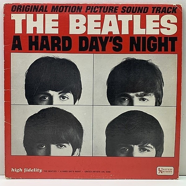 レコードメイン画像：美ジャケ＆美再生!! MONO 片溝 USオリジナル THE BEATLES A Hard Day's Night ('64 United Artists) 米 モノラル LP
