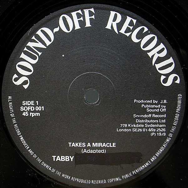 レコードメイン画像：美盤!! 12インチ UKオリジナル TABBY & PRINCE LAMONT / Takes A Miracle, CRUCIAL / Them I Want ('79 Sound Off) MIGHTY DIAMONDS 45RPM.