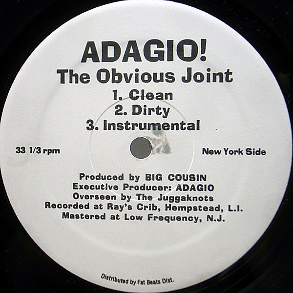 レコードメイン画像：美盤!! US 12インチ ADAGIO! The Obvious Joint / Ass & Benefits (Emo) DJ PREMIER『CROOKLYN CUTS』収録 N.Y.アンダーグラウンド 33RPM.