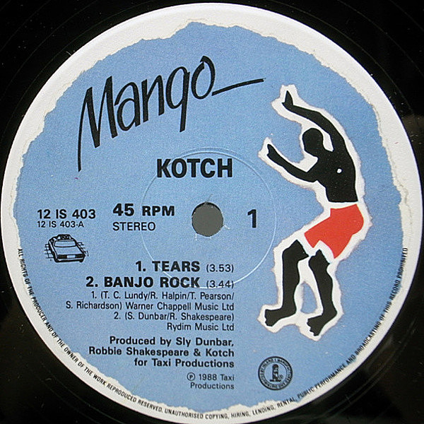 レコードメイン画像：良盤!! 12インチ UKオリジナル KOTCH Tears / Two Occasions ('88 Mango) デジタル UKラヴァーズ DEELE カヴァー LOVERS ROCK 45RPM.
