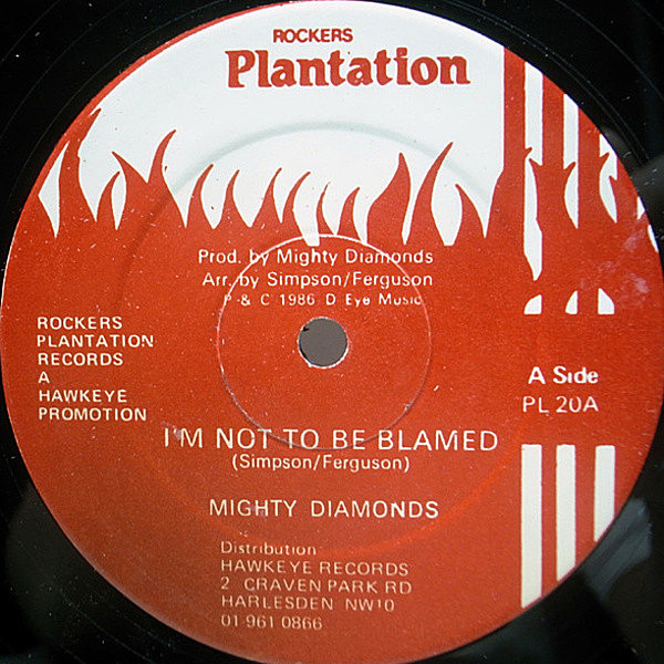 レコードメイン画像：良盤!! UK 12インチ MIGHTY DIAMONDS I'm Not To Be Blamed / JUNIOR BRAMMER I Wanna Love You ('86 Rockers Plantation) トリニティ ほか