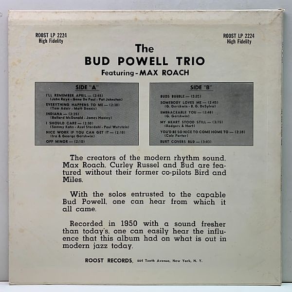 BUD POWELL / MAX ROACH / Bud (LP) / Royal Roost | WAXPEND