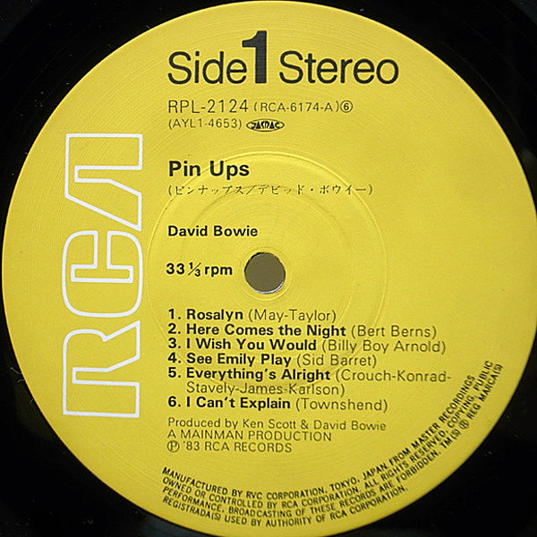 デビッド・ボウイ LP ピンナップス　初回盤　帯、補充票付き　RCA-1974 デビッド・ボウイ LP ピンナップス 初回盤 帯、補充票付き RCA-1974