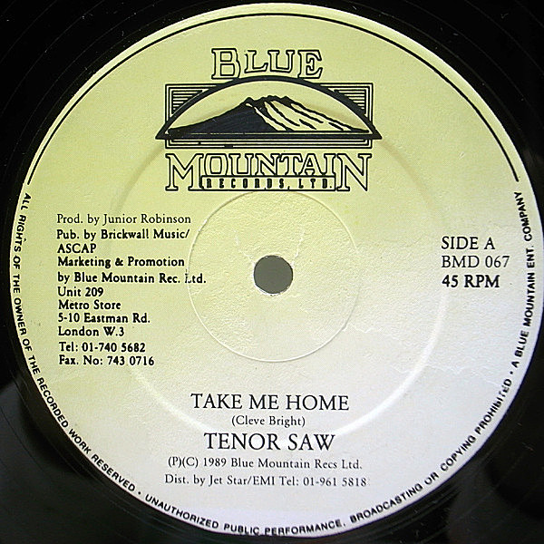 レコードメイン画像：良盤!! UK 12インチ TENOR SAW Take Me Home / DON HICKEY We Kill A Sound ('89 Blue Mountain) テナー・ソウ 45RPM. 