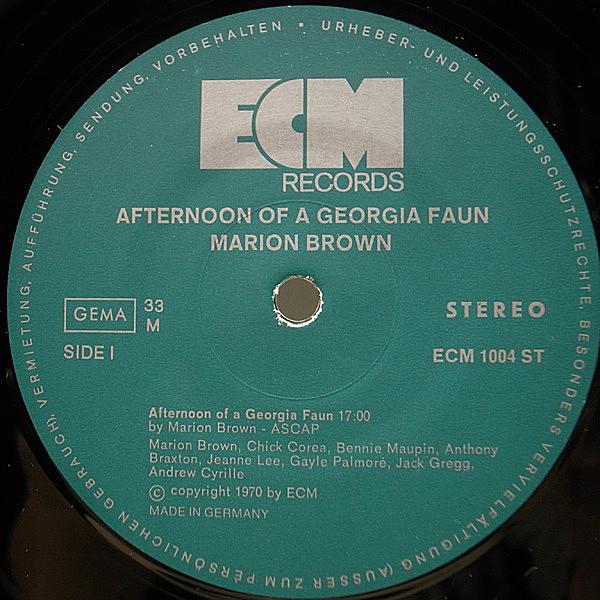 MARION BROWN / Afternoon Of A Georgia Faun (LP) / ECM | WAXPEND RECORDS