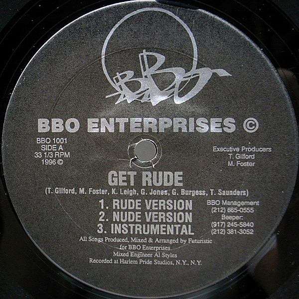 レコードメイン画像：レア!! 海外コレクター人気 NYアンダーグラウンド BBO ENTERPRISES Get Rude ('96 BBO) TEMPTATIONS Mother Nature サンプリング SAMPLING