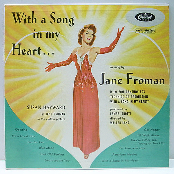 レコードメイン画像：美品 MONO ターコイズ 12''LP USオリジナル JANE FROMAN With A Song In My Heart (Capitol T-309) ジェーン・フローマン わが心に歌えば