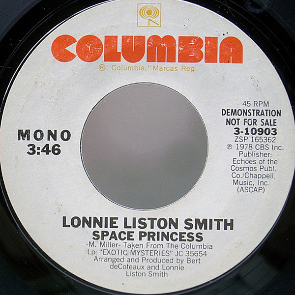レコードメイン画像：【プロモ・オンリー MONO／STEREO】良好！7インチ USオリジナル LONNIE LISTON SMITH Space Princess ('78 Columbia)