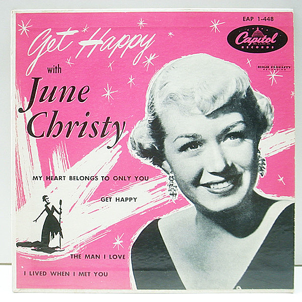 レコードメイン画像：稀少な美品!! 4曲入りEP原盤 USオリジナル JUNE CHRISTY Get Happy (Capitol EAP 1-448) MONO 45RPM. 7インチ 音も抜群です