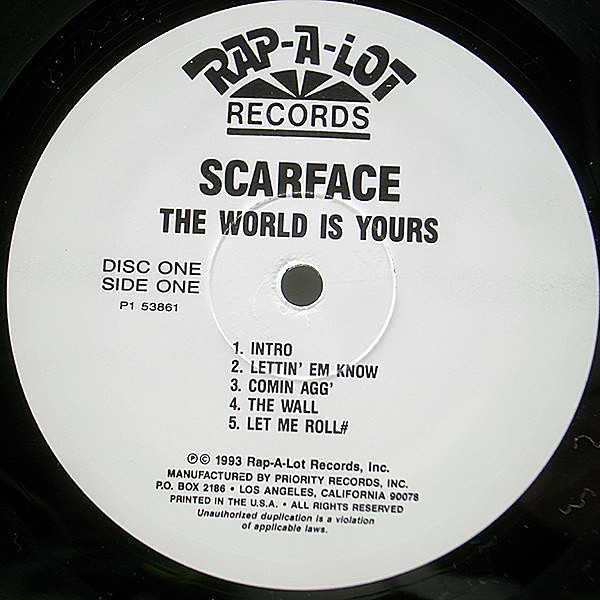 SCARFACE / The World Is Yours (LP) / Rap-A-Lot | WAXPEND RECORDS