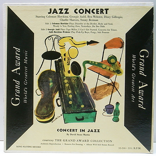 レコードメイン画像：DSMジャケット 深溝 MONO オリジナル COLEMAN HAWKINS / BEN WEBSTER / GEORGIE AULD Jazz Concert ('55 Grand Award)
