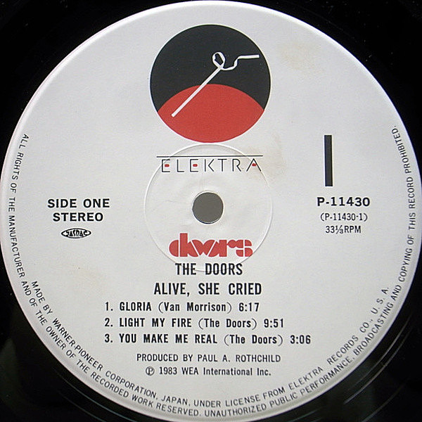 DOORS / Alive, She Cried (LP) / Elektra | WAXPEND RECORDS DOORS / Alive, She Cried (LP) / Elektra | WAXPEND RECORDS
