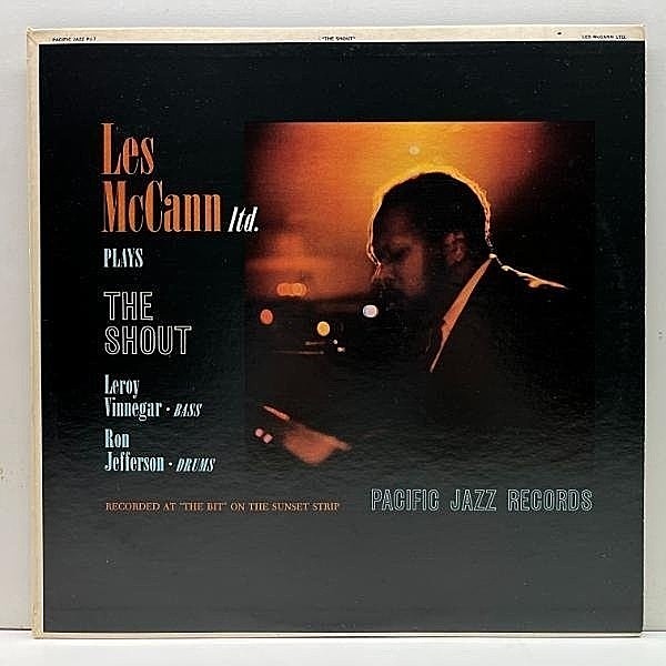レコードメイン画像：【ピアノトリオ傑作Live】MONO 黒銀 US初期プレス LES McCANN The Shout (Pacific Jazz PJ-7) w/ Leroy Vinnegar, Ron Jefferson
