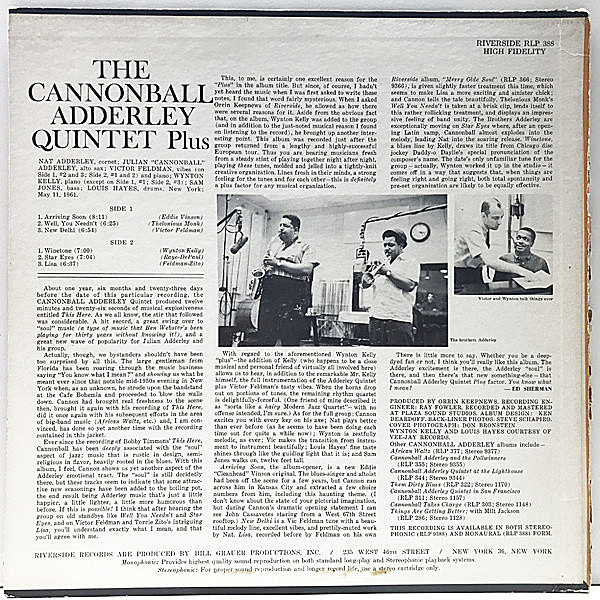 激レアオリジナル‼️Cannonball Adderley 5 Plus CANNONBALL ADDERLEY / WYNTON KELLY / The Cannonball Adderley