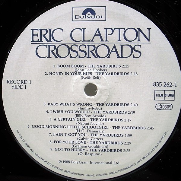 Eric Clapton Crossroads 6 Record Edition Vinyl (1988 original)