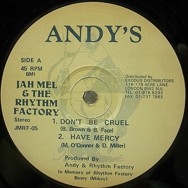 レコードメイン画像：BOBBY BROWNカヴァー 希少 良品!! UK 12インチ JAH MEL & THE RHYTHM FACTORY Don't Be Cruel / Have Mercy (Andy's) DANCEHALL 45RPM.