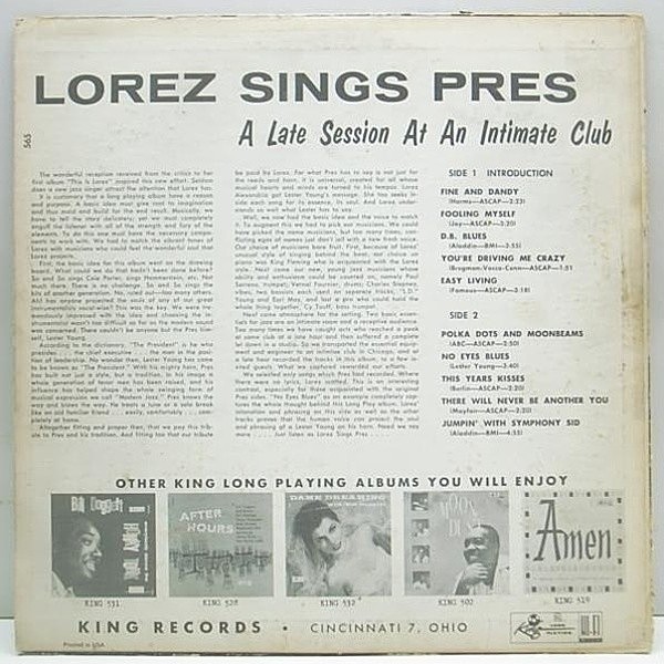 【ジャズ】Lorez Alexandria / Lorez Sings Pres 71u6CEXj2pL._UF1000,1000_QL80_.jpg