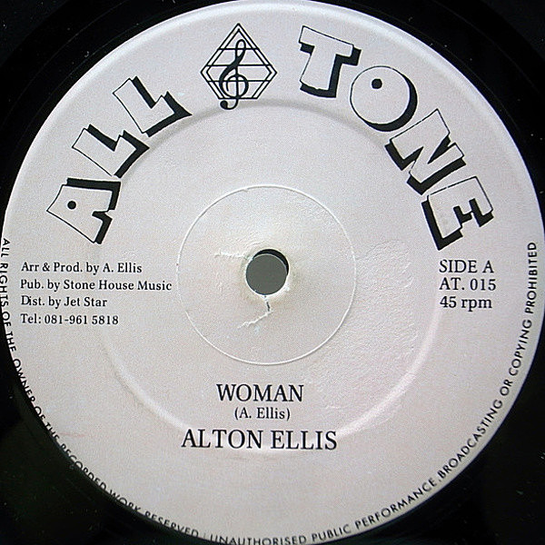 レコードメイン画像：良品!! UK 12インチ ALTON ELLIS Woman / Let Him Try / Merry X-Mas Jamaican (All Tone) Version収録 ロックステディ アルトン・エリス