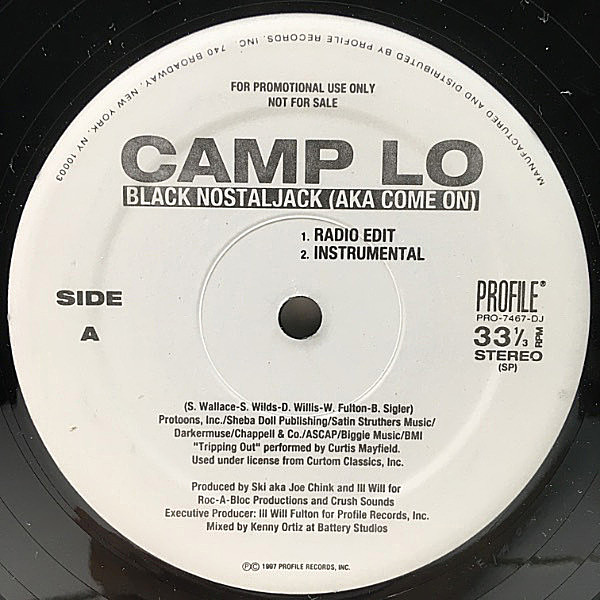 レコードメイン画像：【プロモ・オンリーREMIXも収録】美盤!! USオリジナル CAMP LO Black Nostaljack ('97 Profile) CURTIS MAYFIELD Tripping Out ネタ