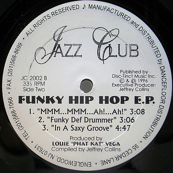 レコードメイン画像：US 12インチ LOUIE VEGA Funky Hip Hop E.P. ('96 Jazz Club) Funky Beats, Mmm...Mmm...Ah!...Ah! ほか ジャジー・グルーヴ 33RPM. 特価