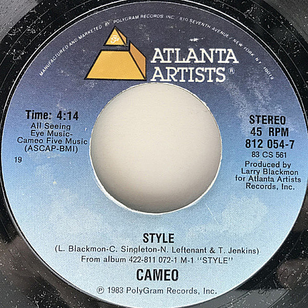 レコードメイン画像：【ファンク／メロウ・ブギー】7インチ STERLING刻印 USオリジナル CAMEO Style / Enjoy Your Life ('83 Atlanta Artists) キャメオ 45RPM.