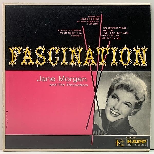 レコードメイン画像：良好品!! USオリジナル MONO 深溝 JANE MORGAN Fascination ('57 Kapp) ジェーン・モーガン 2nd. アルバム 米 モノラル LP