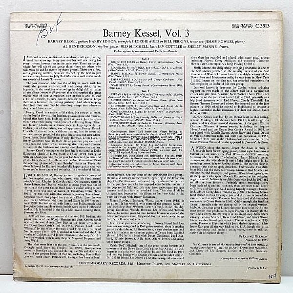 BARNEY KESSEL / Vol. 3, To Swing Or Not To Swing (LP
