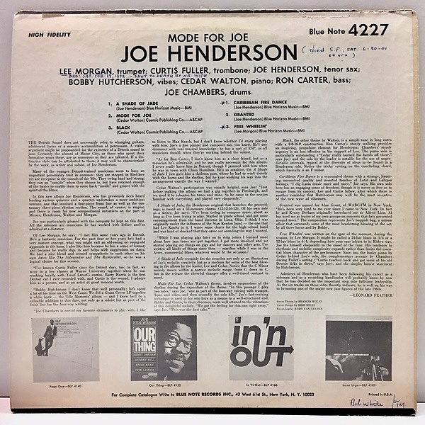 JOE HENDERSON / Mode For Joe (LP) / Blue Note | WAXPEND RECORDS