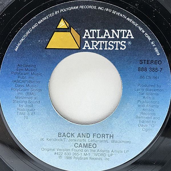 レコードメイン画像：AALIYAHネタ 美盤 7インチ STERLNG刻印 USオリジナル CAMEO Back And Forth / You Can Have The World ('86 Atlanta Artists) サンプリング