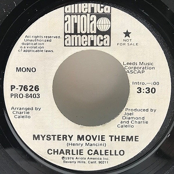 レコードメイン画像：刑事コロンボのテーマ プロモ 美盤 7インチ USオリジナル CHARLIE CALELLO Mystery Movie Theme ('76 Ariola America) ブルーアイドソウル
