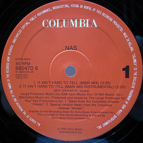 NAS / It Ain't Hard To Tell (12) / Columbia | WAXPEND RECORDS
