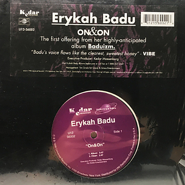 レコードメイン画像：シュリンク美品!! USオリジナル ERYKAH BADU On&On ('96 Universal) 名作1st／Baduizmからのシングルカット エリカ・バドゥ 33RPM.