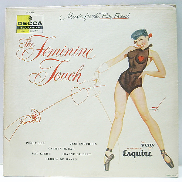 レコードメイン画像：FLAT 1st 黒銀スモール USオリジナル『Music For The Boy Friend - The Feminine Touch』(Decca DL 8316) Peggy Lee, Carmen McRae ほか