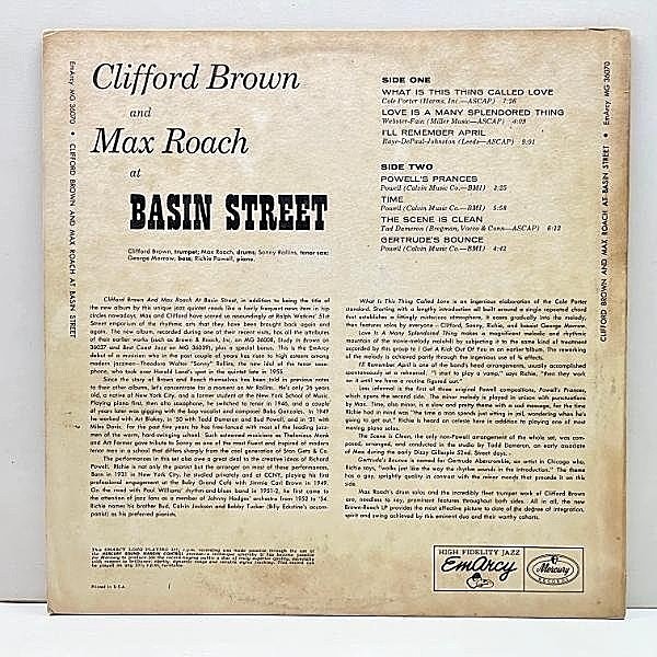 米LP Clifford Brown, Max Roach At Basin Street MG36070 EMARCY /00260 Clifford Brown, Max Roach - At Basin Street - Amazon.com Music
