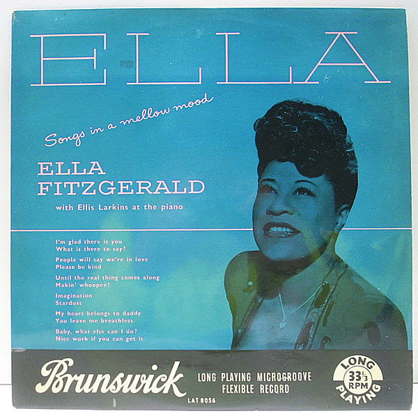 レコードメイン画像：UK MONO 黒銀ラベル 深溝 ELLA FITZGERALD w./ELLIS LARKINS Songs In A Mellow Mood (Brunswick) 名手エリス・ラーキンとのデュオ