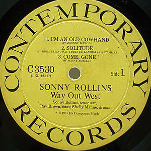 SONNY ROLLINS / Way Out West (LP) / Contemporary | WAXPEND