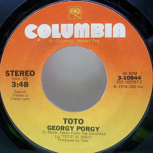 レコード画像：TOTO / Georgy Porgy / Child's Anthem