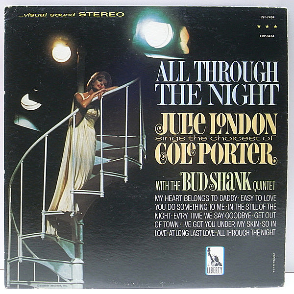 レコードメイン画像：極美盤!! 初版 虹ツヤ USオリジナル JULIE LONDON All Through The Night ('65 Liberty) w./ BUD SHANK QUINTET ジャズ・ヴォーカル作品