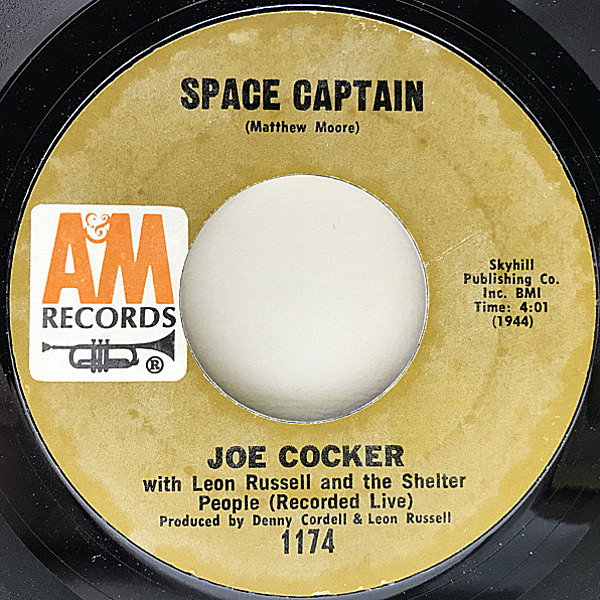 レコードメイン画像：美盤!! 7インチ JOE COCKER WITH LEON RUSSELL & SHELTER PEOPLE Space Captain / The Letter ('70 A&M) 英国スワンプ・ロック 45RPM.