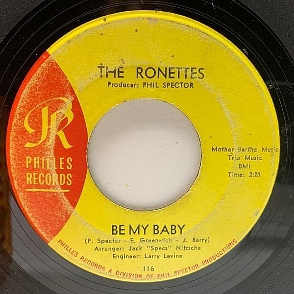 レコードメイン画像：ポピュラー史に輝く名曲！7インチ USオリジナル RONETTES Be My Baby / Tedesco And Pitman ('63 Philles) ロネッツ PHIL SPECTOR 45RPM.